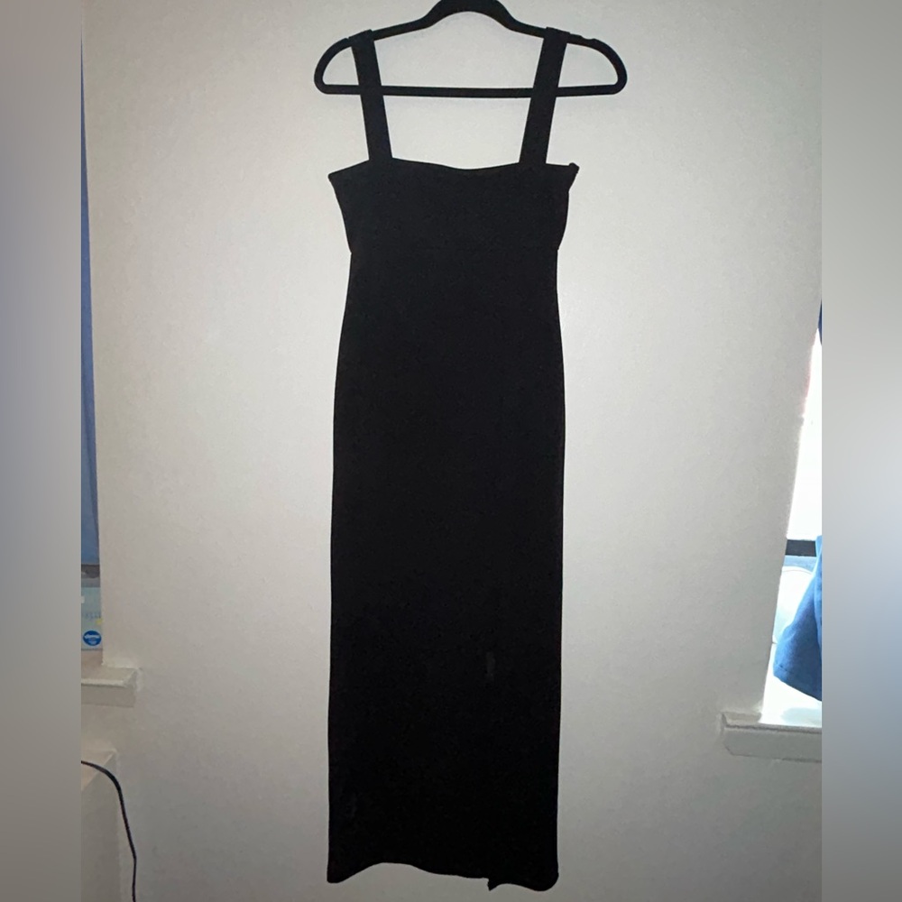 boohoo petite square neck split maxi dress